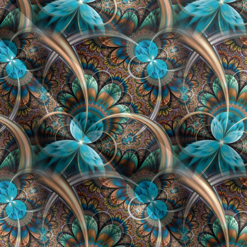 Fraktály hnědo-modré- materiálové varianty mavaga design