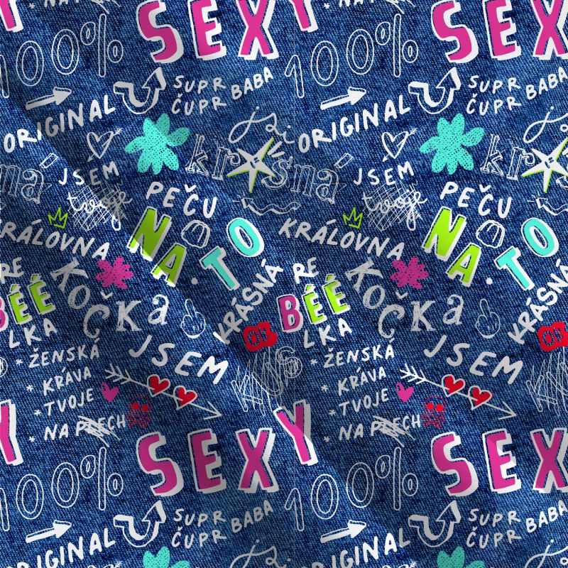 Na to PEČU -jeans marina barevná- materiálové varianty mavaga design