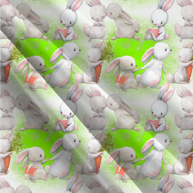 Roztomilý zajíček na zelené-materiálové varianty mavaga design