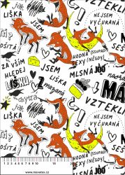 Mazaná liška na bílé růžová-materiálové varianty mavaga design