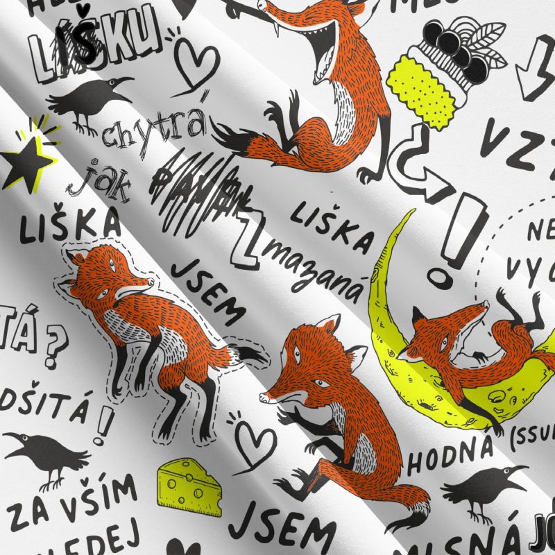 Mazaná liška na bílé-materiálové varianty mavaga design