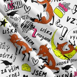 Mazaná liška na bílé růžová-materiálové varianty | Bela- polyesterový úplet, Torino -úplet funkční, MILKY -úplet funkční, FERRA -úplet, Lycra, PUSH UP LYCRA/ plavkovina, Garzato- počesaný funkční úplet, Termo lycra počesaná, DOLOMITY -počesaný 250 gsm, Softshell zimní 320 gsm, Softshell LETNÍ NEPRUŽNÝ, Softshell ZIMNÍ PRUŽNÝ 220 gsm, Softshell letní pružný 220gsm, Softshell jarní 285 gsm, Softshell BERÁNEK, Kočárkovina, Micropeach -tkanina 100 % pes, Silver pružné plátno, X-BAVLNĚNÝ SATÉN, BAVLNĚNÝ úplet LORA 180, Bavlněná teplákovina LORA 250 gsm, BAVLNĚNÝ úplet MIRA 230, Mušelín, SILKY, Venezie úplet, Satén úpletový Valentino  PES+el., Microplyš pružný