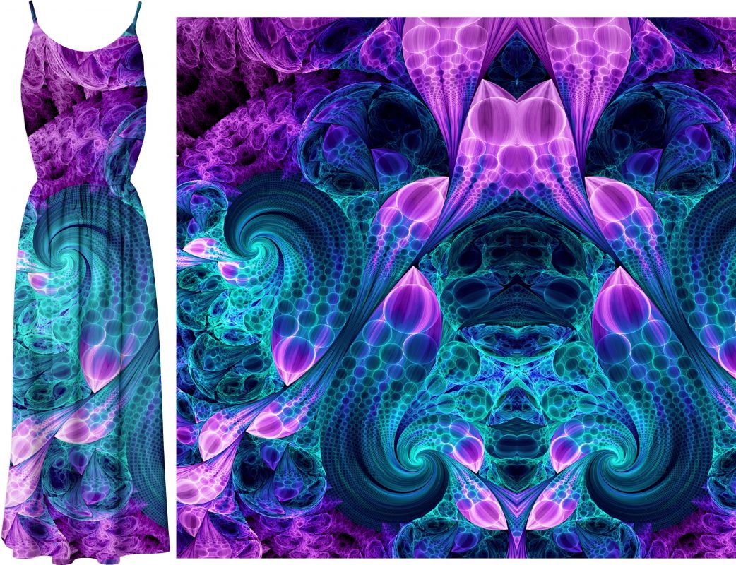 PANEL VELKÝ na šaty / triko/leginy -fraktály- materiálové varianty mavaga design