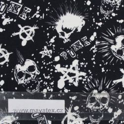 Teplákovina PUNK na černé- 270 gsm EU-úplety atest pro děti
