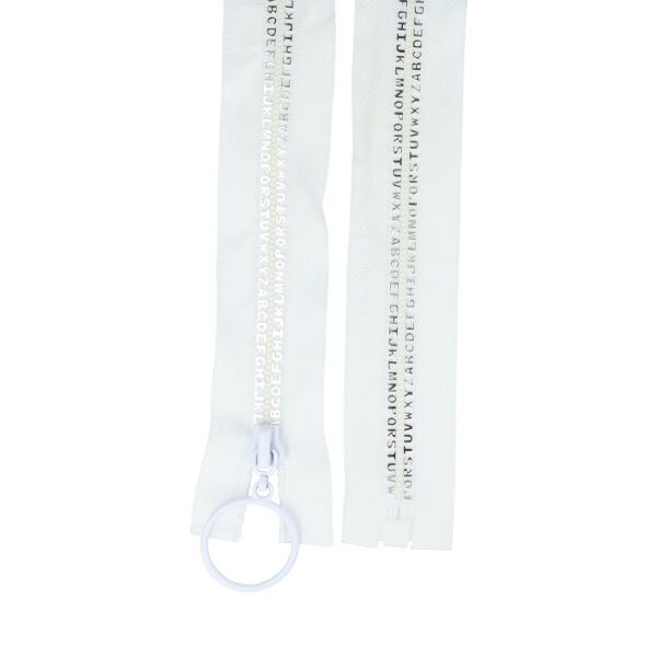 Bílý zip kostěný dělitelný TEXTY - 75cm -2jakost vyrobeno v EU
