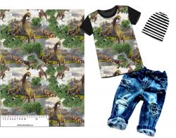 Dinosaurové prahistoric  -materiálové varianty | Bela- polyesterový úplet, Torino -úplet funkční, MILKY -úplet funkční, FERRA -úplet, Lycra, PUSH UP LYCRA/ plavkovina, Garzato- počesaný funkční úplet, Termo lycra počesaná, DOLOMITY -počesaný 250 gsm, Softshell zimní 320 gsm, Softshell LETNÍ NEPRUŽNÝ, Softshell ZIMNÍ PRUŽNÝ 220 gsm, Softshell letní pružný 220gsm, Softshell jarní 285 gsm, Softshell BERÁNEK, Kočárkovina, Micropeach -tkanina 100 % pes, Silver pružné plátno, X-BAVLNĚNÝ SATÉN, BAVLNĚNÝ úplet LORA 180, Bavlněná teplákovina LORA 250 gsm, BAVLNĚNÝ úplet MIRA 230, Mušelín, SILKY, Venezie úplet, Satén úpletový Valentino  PES+el., Microplyš pružný