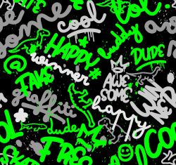 SAM617A (Puberťáci texty fluo zelená- materiálové varianty)
