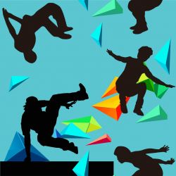 SAM509C (Parkour na tyrkysu abstrakt - materiálové varianty)