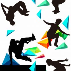 SAM509A (Parkour na bílé abstrakt - materiálové varianty)