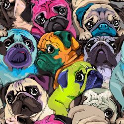 SAM642A (Mops pop art - materiálové varianty)