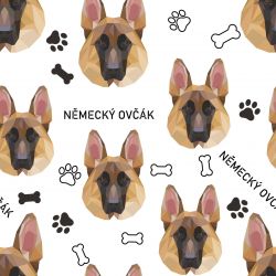 SAM467A (německý ovčák hlavy na bílé-materiálové varianty)