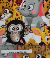 Teplákovina vykulená zvířátka mavatex- 270 gsm EU-úplety atest pro děti