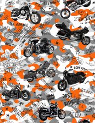 SAM846A (Motrorky na kamufláži oranžová -materiálové varianty)