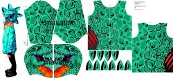 Panel na mikinu/ bundu -dinosaurus zelený-varianty !!! mavaga design