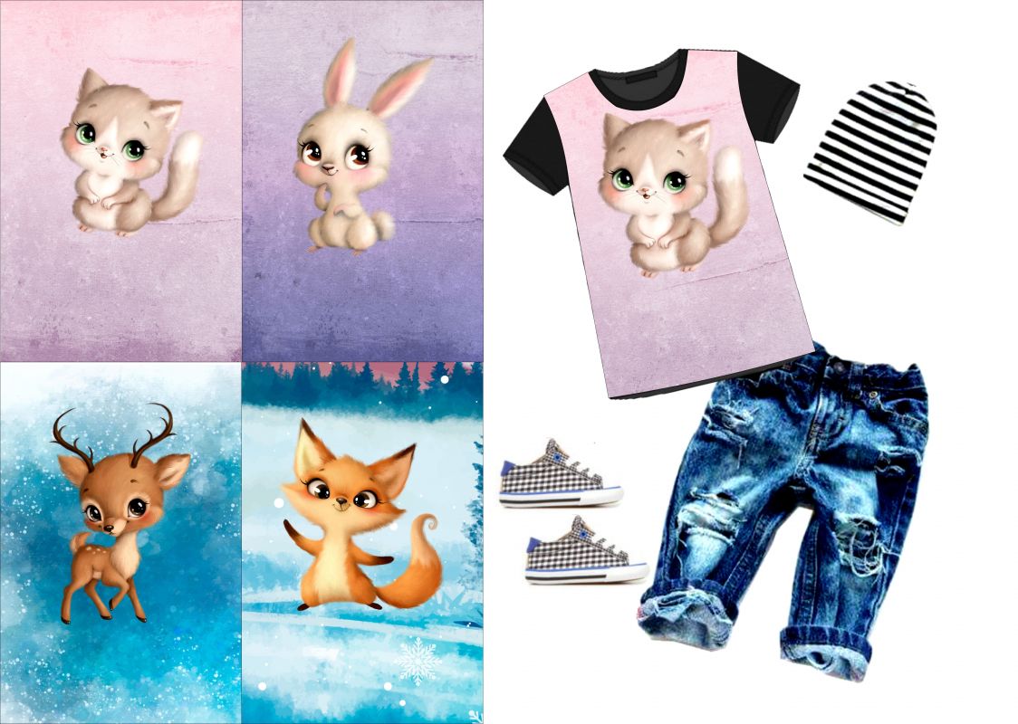 4 PANELY na triko –zvířátka- materiálové varianty!! mavaga design