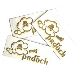 Koženkový štítek gravír - "MALÝ prďoch "světlý