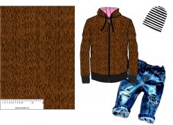 Hnědá srst  -materiálové varianty | BELA, Torino -úplet funkční, MILKY -úplet funkční, LYCRA --úplet funkční, PUSH UP LYCRA/ plavkovina, GARZATO 200gsm- funkční úplet počesaný, Termo lycra počesaná, Softshell zimní 320 gsm, Softshell LETNÍ NEPRUŽNÝ, Softshell letní pružný 220gsm, Softshell jarní 285 gsm, Kočárkovina, Silver pružné plátno, DOLOMITY--úplet /teplákovina počesaný
