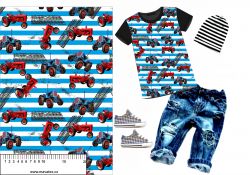 Staré traktory v modrém pruhu-materiálové varianty mavaga design