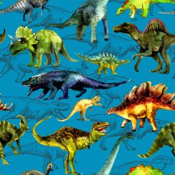 SAM144B (Malovaní dinosaurové na modré-materiálové varianty)