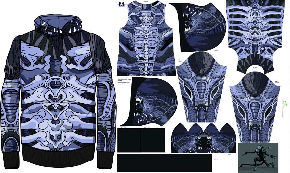 MIKINA VETŘELEC - tisk do střihu mavaga design