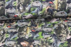 Teplákovina REÁLNÍ dinosaurové - 260 gsm EU-úplety atest pro děti