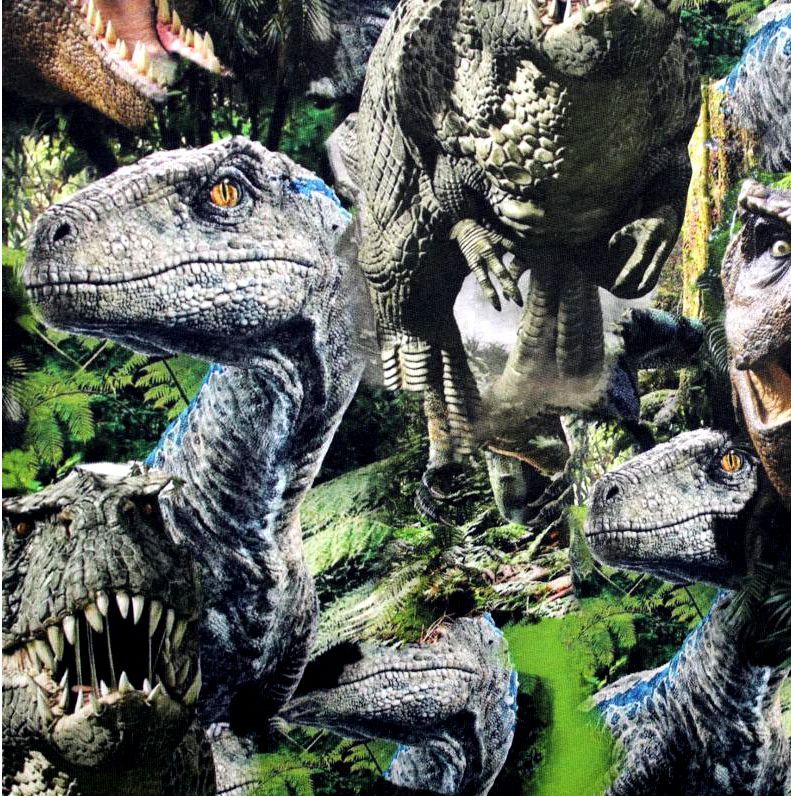 Teplákovina REÁLNÍ dinosaurové - 260 gsm EU-úplety atest pro děti