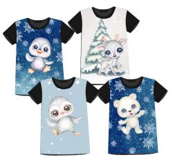 4 PANELY na triko –ZVÍŘÁTKA vánoční- materiálové varianty!! mavaga design