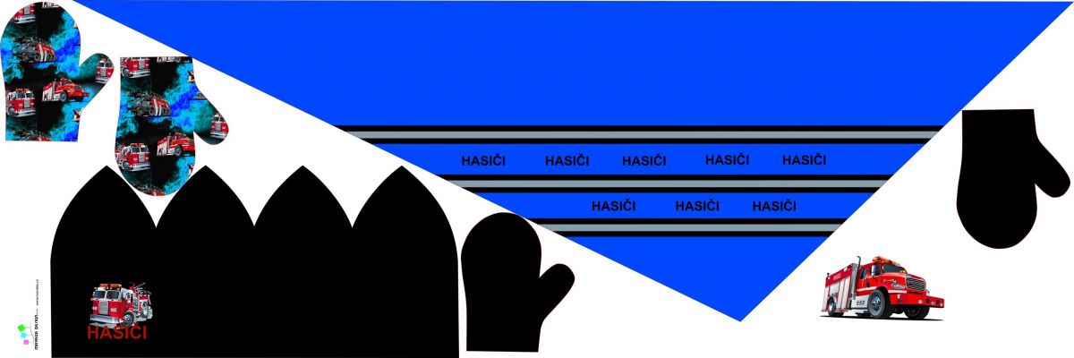 Panel na šálu DĚTSKÝ- tisk do střihu - HASIČI MODRÝ mavaga design