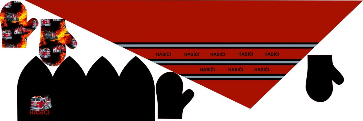 Panel na šálu DĚTSKÝ- tisk do střihu - HASIČI mavaga design
