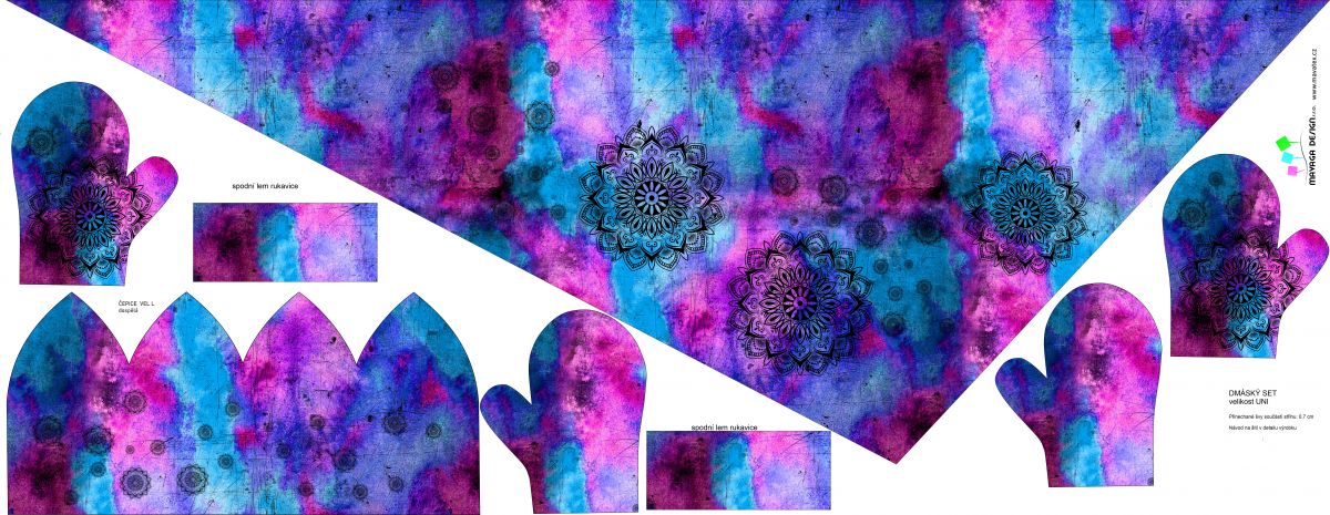Panel na šálu - tisk do střihu - mandaly mavaga design