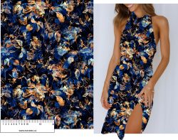 Zlaté lístky na modré (imitace zlata) -materiálové varianty mavaga design Zlaté lístky na modré (imitace zlata) -materiálové varianty mavaga design