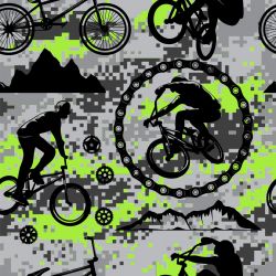 SAM240B (Cyklistika zelená na kamufláži -materiálové varianty)
