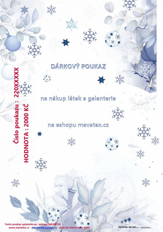 Dárkový poukaz Vánoční - 2000 kč mavaga design