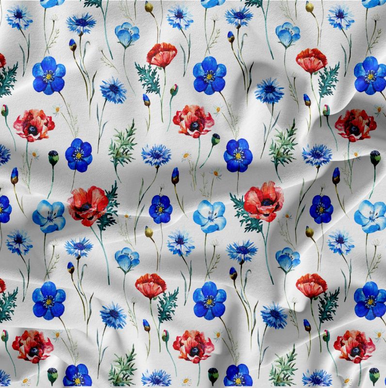 Malé květy na bílé -materiálové varianty mavaga design