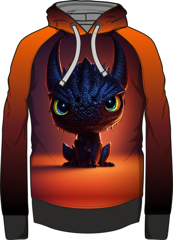 Panel na mikinu (tisk do střihu ) DRAK černý-varianty !!! mavaga design