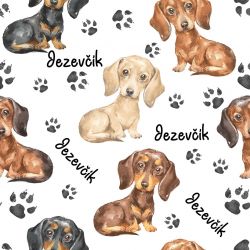 SAM984A (Jezevčík štěně na bílé-materiálové varianty)
