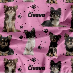 Čivava chlupatá na růžové- materiálové varianty mavaga design
