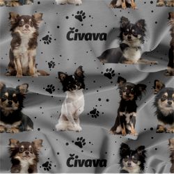 Čivava chlupatá na šedé- materiálové varianty mavaga design