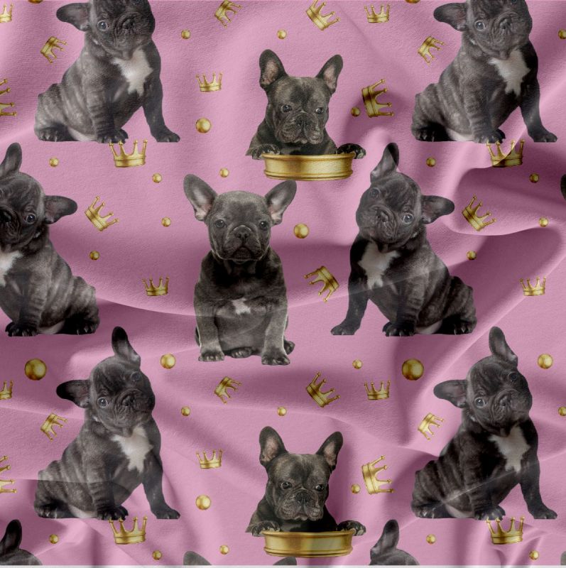 Francouzský buldog na starorůžové -materiálové varianty mavaga design