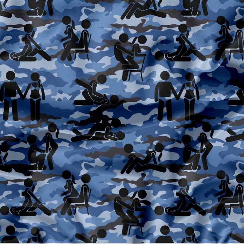 Kamasutra kamufláž modrá- materiálové varianty mavaga design