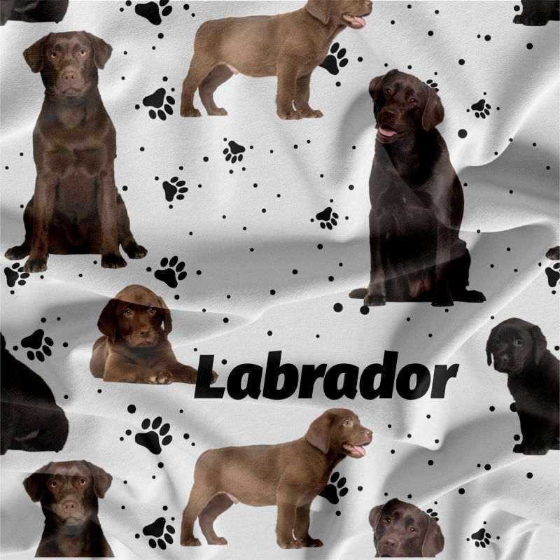 Labrador tmavý na bílé- materiálové varianty mavaga design