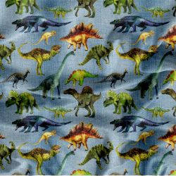 Malovaní dinosauři na denimu-materiálové varianty mavaga design