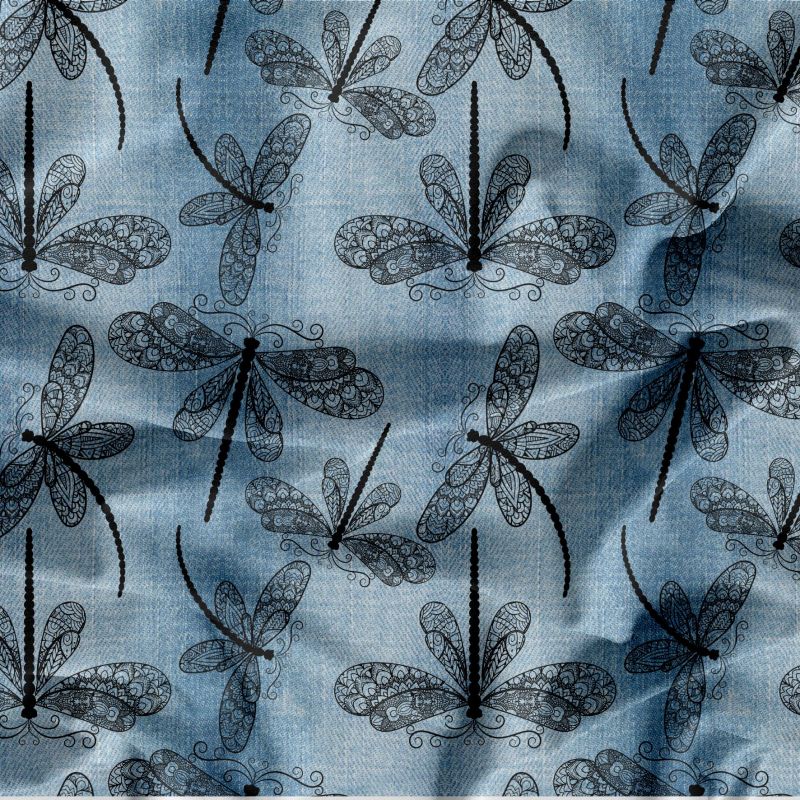Vážky na denimu-materiálové varianty mavaga design