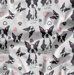 Bostern Terrier na bílé -materiálové varianty mavaga design