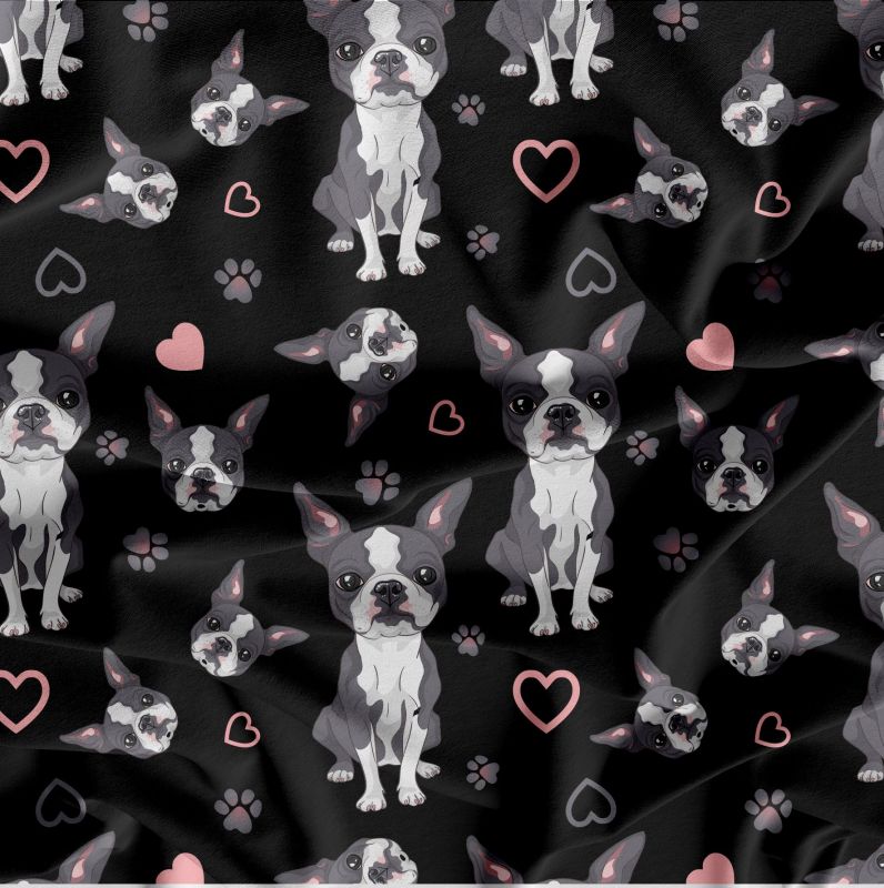 Bostern Terrier na černé-materiálové varianty mavaga design