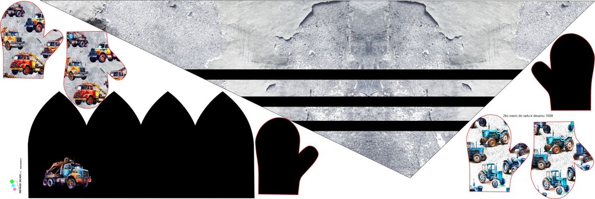 Panel na šálu DĚTSKÝ- tisk do střihu - nakladní auta des. 1015 mavaga design