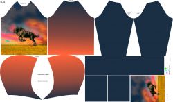 Panel na mikinu (tisk do střihu ) akvarelový kůň-varianty !!!    | 104 dolomity, 110 dolomity, 116 dolomity, 122 dolomity, 128 dolomity, 134 dolomity, 140 dolomity, 146 dolomity
