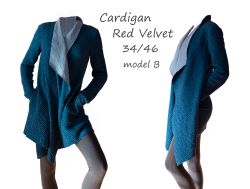 PAPÍROVÝ střih -Cardigan Red Velvet 2 v 1 Mavatex