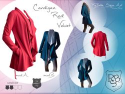 PAPÍROVÝ střih -Cardigan Red Velvet 2 v 1 Mavatex