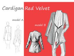 PAPÍROVÝ střih -Cardigan Red Velvet 2 v 1 Mavatex